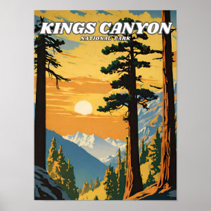 Affiche Parc national de Kings Canyon illustration rétro