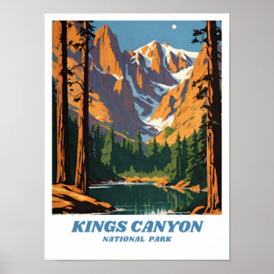 Affiche Parc national de Kings Canyon illustration retro V