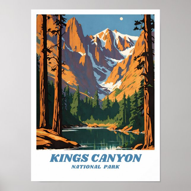 Affiche Parc national de Kings Canyon illustration retro V (Devant)