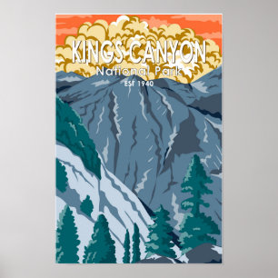 Affiche Parc national de Kings Canyon Sunset Vintage