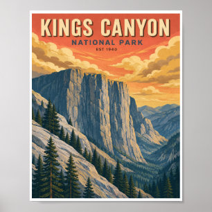 Affiche Parc national de Kings Canyon Voyage Vintage