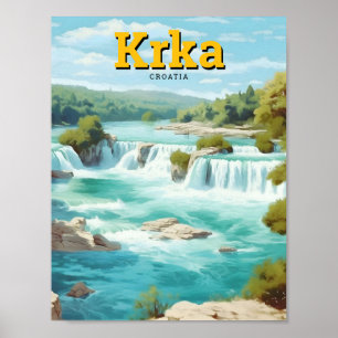 Affiche Parc national de Krka Croatie Vintage voyage artis