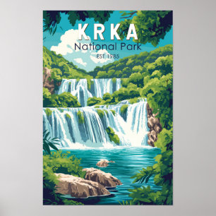 Affiche Parc national de Krka Croatie Voyage Art Vintage