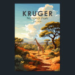 Affiche Parc national de Kruger Afrique du Sud Giraffe Vin<br><div class="desc">Conception d'oeuvres vectorielles Kruger. Le parc national Kruger,  situé dans le nord-est de l'Afrique du Sud,  est l'une des plus grandes réserves de gibier d'Afrique. Sa forte densité d'animaux sauvages comprend les Big 5 : lions,  léopards,  rhinocéros,  éléphants et buffles.</div>