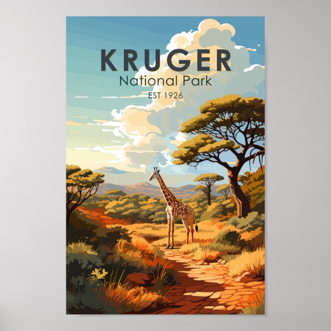 Affiche Parc national de Kruger Afrique du Sud Giraffe Vin (Devant)