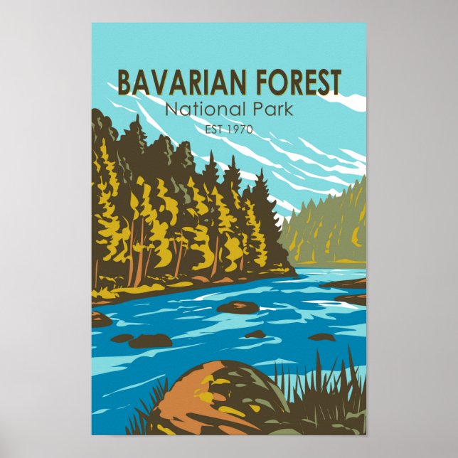 Affiche Parc national de la Forêt Bavaroise Allemagne Vint (Devant)