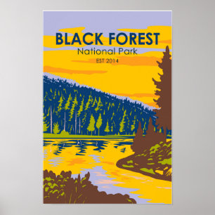 Affiche Parc national de la Forêt-Noire Allemagne Vintage