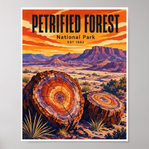 Affiche Parc national de la Forêt pétrifiée de style vinta