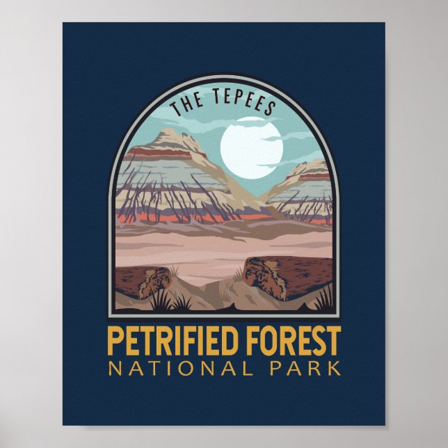 Affiche Parc national de la Forêt Petrifiée Emblem Vintage (Devant)