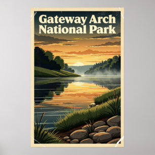 Affiche Parc national de la Gateway Arch Rétro