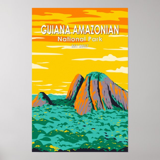 Affiche Parc national de la Guyane Amazonienne Vintage (Devant)