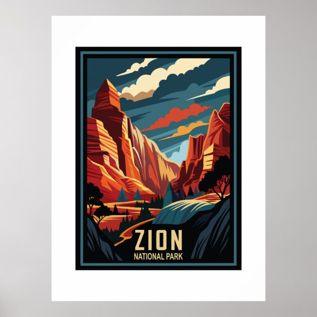 Affiche Parc national de la Zion Retro (Devant)