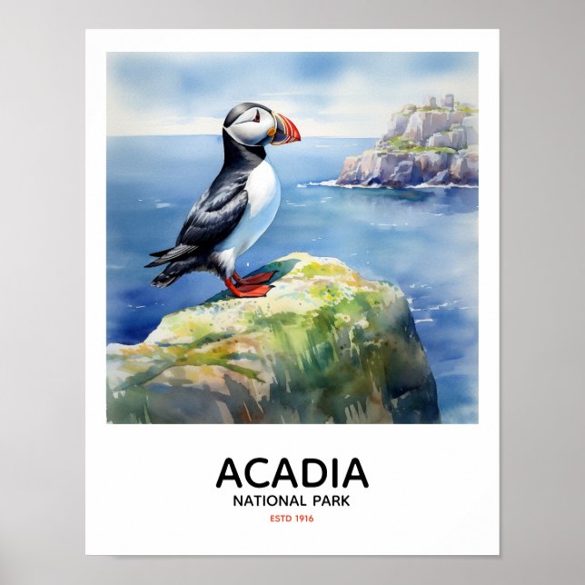Affiche Parc national de l'Acadie - Puffin perché (Devant)