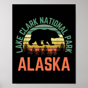 Affiche Parc national de Lake Clark Alaska Ours Randonnée