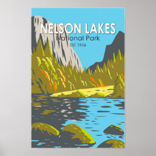 Affiche Parc national de Nelson Lakes Nouvelle-Zélande Vin
