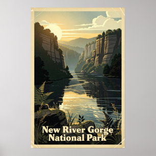 Affiche Parc national de New River Gorge Rétro