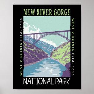 Affiche Parc national de New River Gorge Vintage désorgani
