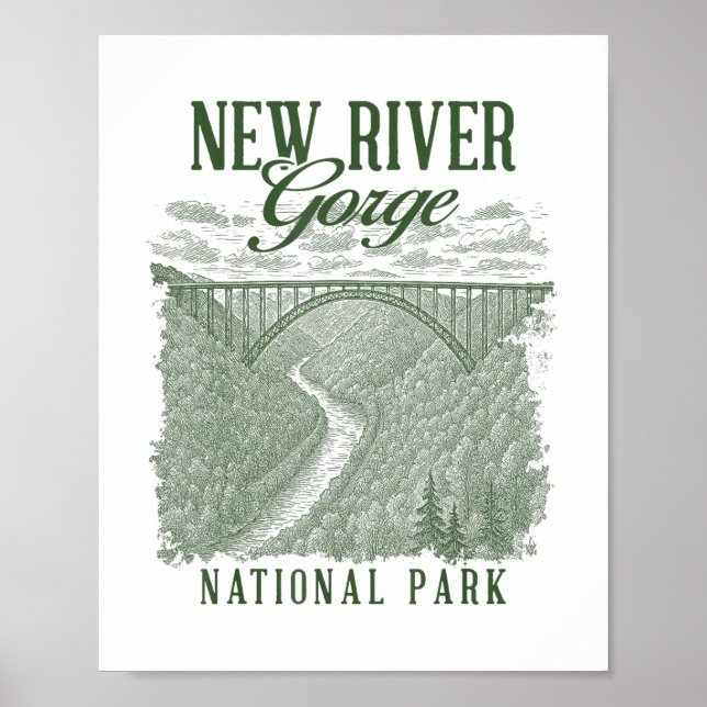 Affiche Parc national de New River Gorge Voyager Nature Ex (Devant)