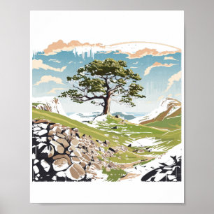 Affiche Parc national de Northumberland Sycamore Gap Tree