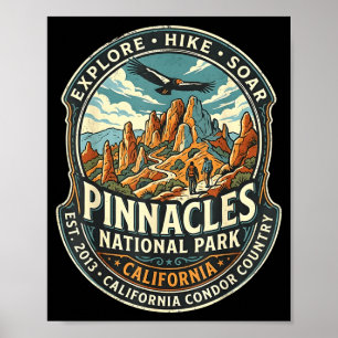 Affiche parc national de pinnacles californie condor et