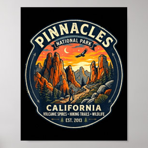 Affiche Parc national de Pinnacles Californie randonnée ré