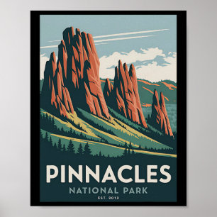Affiche Parc national de Pinnacles Vintage Camping Randonn