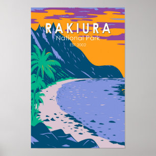 Affiche Parc national de Rakiura Nouvelle-Zélande Vintage