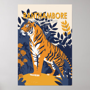 Affiche Parc national de Ranthambore Inde Vintage