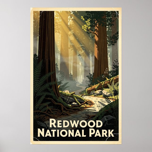 Affiche Parc national de Redwood Rétro (Devant)