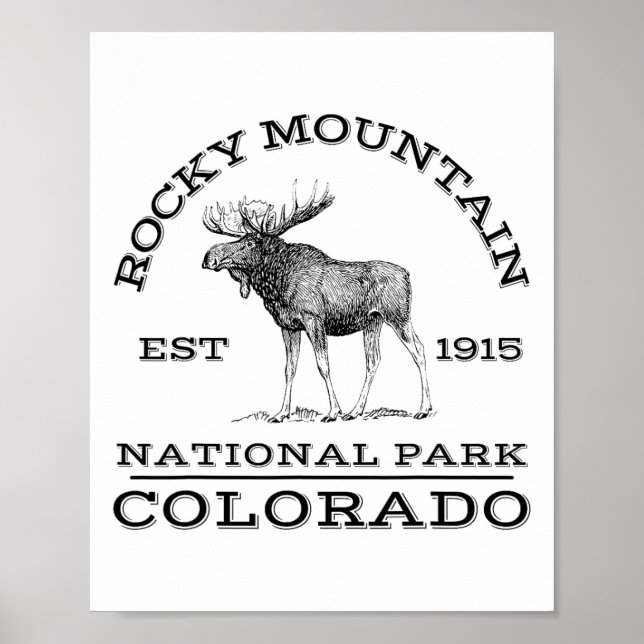 Affiche Parc national de Rocky Mountain Colorado Moose Ran (Devant)