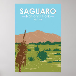 Affiche Parc national de Saguaro Arizona Rincon Peak Vinta