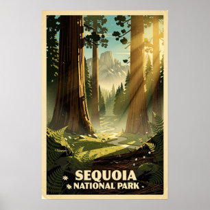 Affiche Parc national de Sequoia Rétro