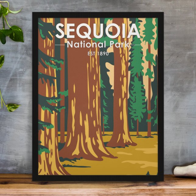 Affiche Parc national de Sequoia Sequoia Arbres géants Vin (Créateur téléchargé)