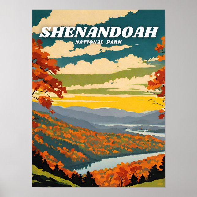 Affiche Parc national de Shenandoah illustration rétro (Devant)