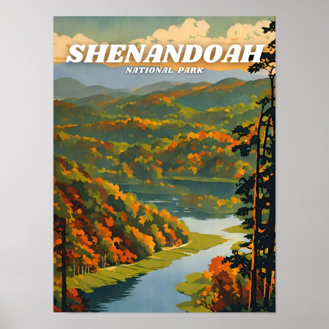 Affiche Parc national de Shenandoah illustration rétro Cla (Devant)