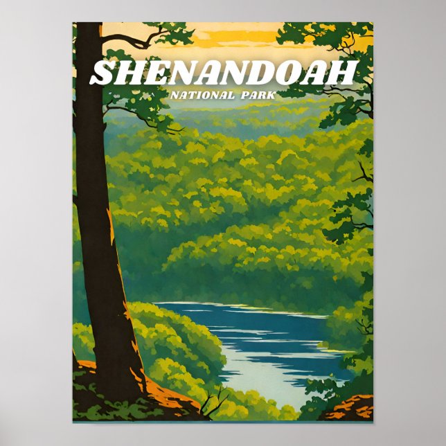 Affiche Parc national de Shenandoah illustration retro Déc (Devant)