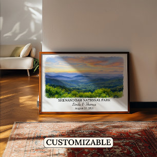 Affiche Parc national de Shenandoah Virginie, Aquarelle