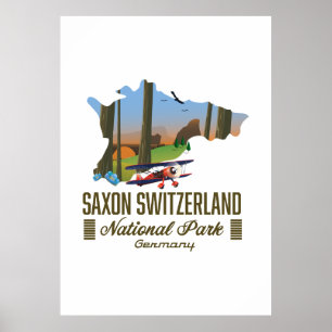 Affiche Parc national de Suisse saxonne carte Allemagne