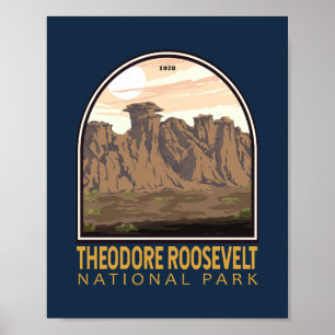 Affiche Parc national de Theodore Roosevelt Emblem Vintage