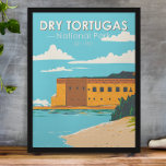 Affiche Parc national de Tortugas sec Florida Fort Vintage<br><div class="desc">Dry Tortugas dessin vectoriel. Le parc comprend 7 îles,  plus des récifs coralliens protégés. Garden Key abrite des plages et le fort Jefferson datant du XIXe siècle.</div>