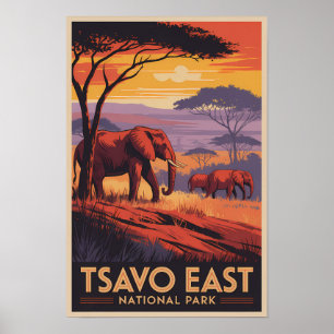 Affiche Parc national de Tsavo Est Kenya Illustration Voya