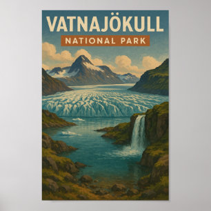 Affiche Parc national de Vatnajokull Islande Voyage Vintag