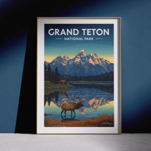Affiche Parc national de vintage Grand Teton