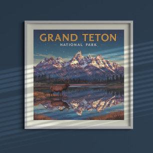 Affiche Parc national de vintage Grand Teton