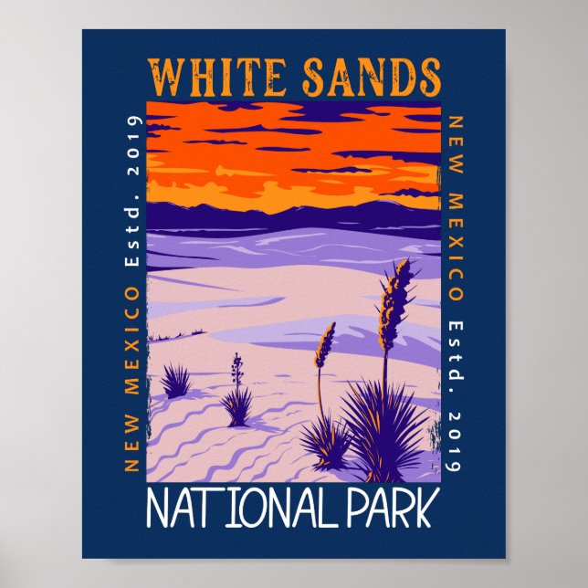 Affiche Parc national de White Sands Vintage désorganisé (Devant)