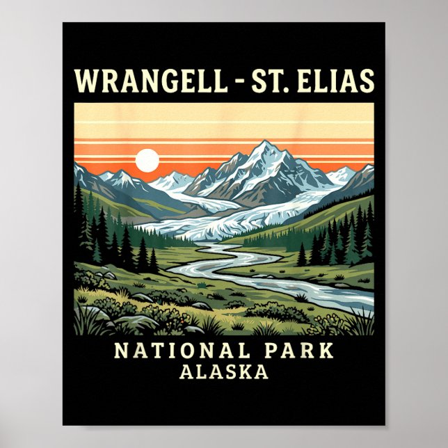 Affiche Parc national de Wrangell-St Elias en Alaska vinta (Devant)