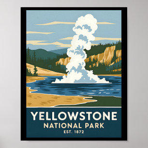 Affiche Parc national de Yellowstone Camping randonnée vin