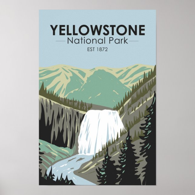 Affiche Parc national de Yellowstone Gibbon Falls Vintage  (Devant)
