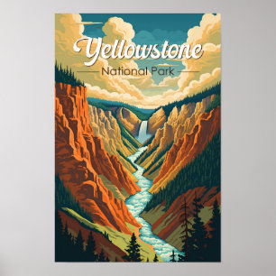 Affiche Parc national de Yellowstone Grand Canyon Retro Ar