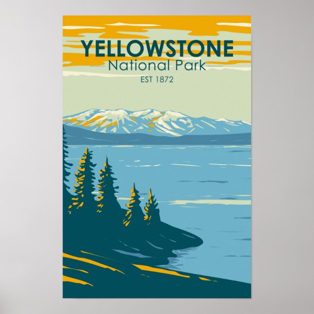 Affiche Parc national de Yellowstone Lac Yellowstone Vinta (Devant)
